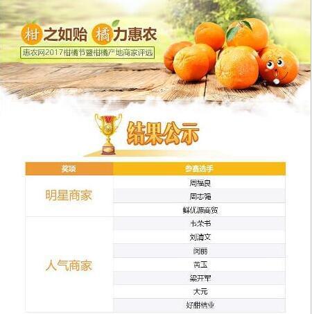 為(wèi)柑橘産業搖旗呐喊，惠農網首屆柑橘産地(dì)商家評選結果出爐