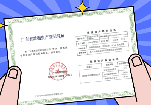 行(xíng)業首張！惠農網獲頒廣數(shù)所《數(shù)據資産登記憑證》